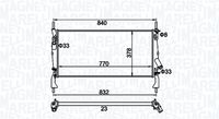 MAGNETI MARELLI BM1589 - Longitud de red [mm]: 770<br>Ancho de red [mm]: 359<br>Profundidad de red [mm]: 26<br>Material aletas refrigeradoras: Aluminio<br>Material depósitos de agua (radiador): Plástico<br>Tipo radiador: Aletas refrigeración unidas mecánicamente<br>