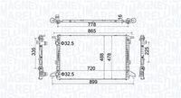 MAGNETI MARELLI BM2019 - Longitud de red [mm]: 720<br>Ancho de red [mm]: 471<br>Profundidad de red [mm]: 26<br>Material aletas refrigeradoras: Aluminio<br>Material depósitos de agua (radiador): Plástico<br>Tipo radiador: Aletas refrigeración unidas mecánicamente<br>