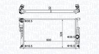 MAGNETI MARELLI BM2023 - Código de motor: B38 B15 A<br>Clase de caja de cambios: Caja de cambios manual, 6 marchas<br>Profundidad de red [mm]: 34<br>Longitud de red [mm]: 600<br>Ancho de red [mm]: 338<br>Tipo radiador: Aletas refrigeración unidas mecánicamente<br>