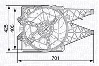 MAGNETI MARELLI MTC472AX - Código de motor: 199 A3.000<br>Código de motor: 263 A2.000<br>Equipamiento de vehículo: para vehículos sin aire acondicionado<br>vel. giro desde [1/min]: 1900<br>vel. giro hasta [1/min]: 2700<br>Calefacción / Refrigeración: Ventilador simple<br>Tensión [V]: 12<br>Potencia nominal [W]: 220-350<br>Diámetro [mm]: 405<br>