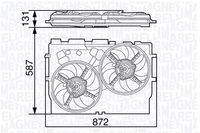 MAGNETI MARELLI MTC582AX - Tensión [V]: 12<br>Diámetro 1 [mm]: 390<br>Diámetro 2 [mm]: 390<br>Número paletas de ventilador: 7<br>Calefacción / Refrigeración: Ventilador doble<br>Número de enchufes de contacto: 2<br>para OE N°: 1347697080<br>